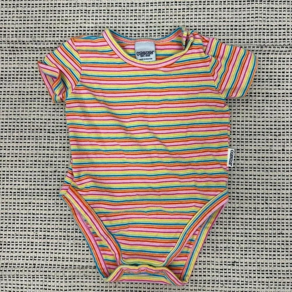 Y2K Baby Girls OshKosh Rainbow Stripe Onesie 0-3m